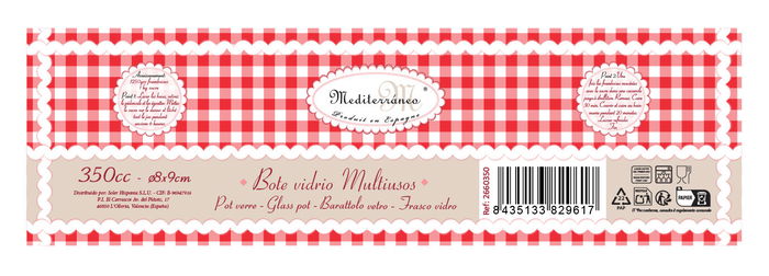 Mediterraneo Bote de Vidrio 350 ml 12 Unidades con Tapa, Modelo -408- R26 F, Capacidad 350 cc, Diámetro 8 cm, Altura 9 cm (12 Unidades)