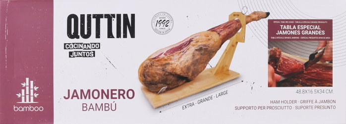 Quttin Soporte Jamonero de Bambú 48,6 x 16,5 x 5,4 cm (8 Unidades)