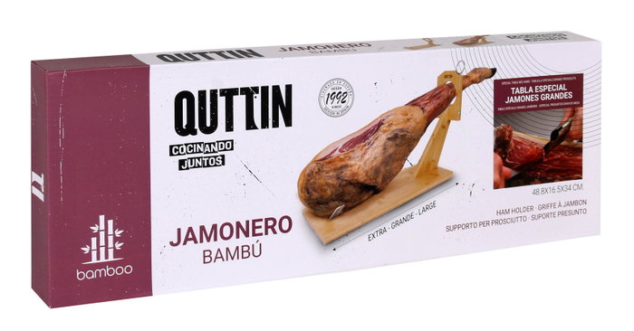 Quttin Soporte Jamonero de Bambú 48,6 x 16,5 x 5,4 cm (8 Unidades)
