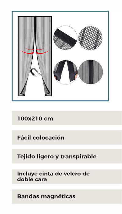 Confortime Mosquitera Puerta Magnética 22 x 35 x 5 cm (5 Unidades)