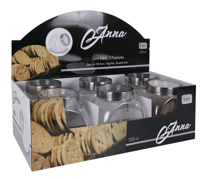 Anna Tarro Vidrio 2 Posiciones 2200 ml 12.7 cm x 17.4 cm x 17 cm (12 Unidades)