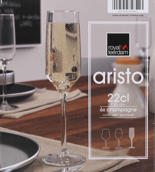 Royal Leerdam Set 6 Copas Champagne Aristo 22 cl