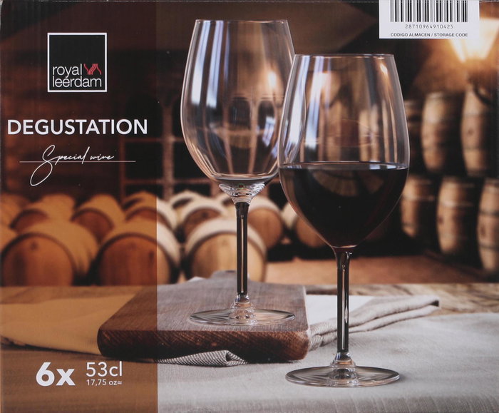 Royal Leerdam Set de 6 Copas de Vino Degustación, Capacidad 53 Cl, Dimensiones 7x9x22 cm, Conjunto de Cristalería