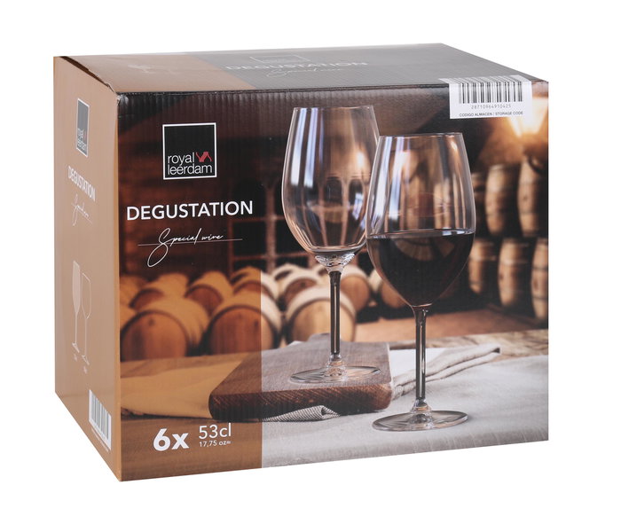 Royal Leerdam Set de 6 Copas de Vino Degustación, Capacidad 53 Cl, Dimensiones 7x9x22 cm, Conjunto de Cristalería