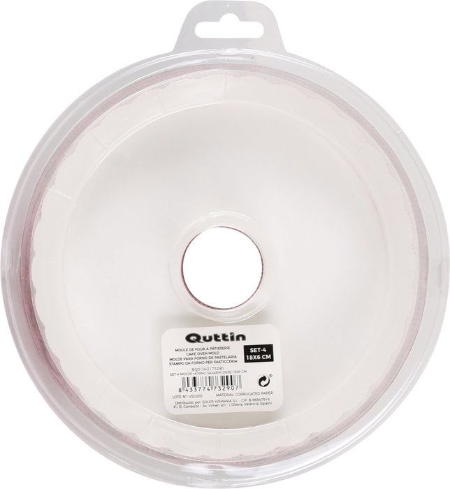 Quttin Set de 4 Moldes para Horno Savarin Desechables 18 cm (12 Unidades)