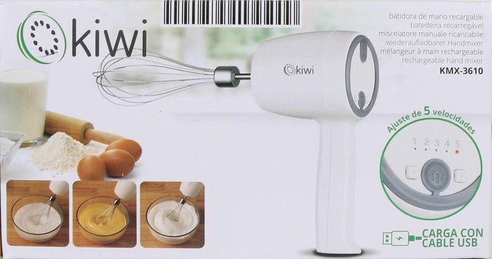 Kiwi Batidora de Mano Recargable, Dimensiones 10 cm de Largo x 19 cm de Ancho x 10 cm de Alto, Peso 14.28 kg