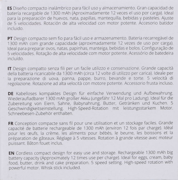 Kiwi Batidora de Mano Recargable, Dimensiones 10 cm de Largo x 19 cm de Ancho x 10 cm de Alto, Peso 14.28 kg