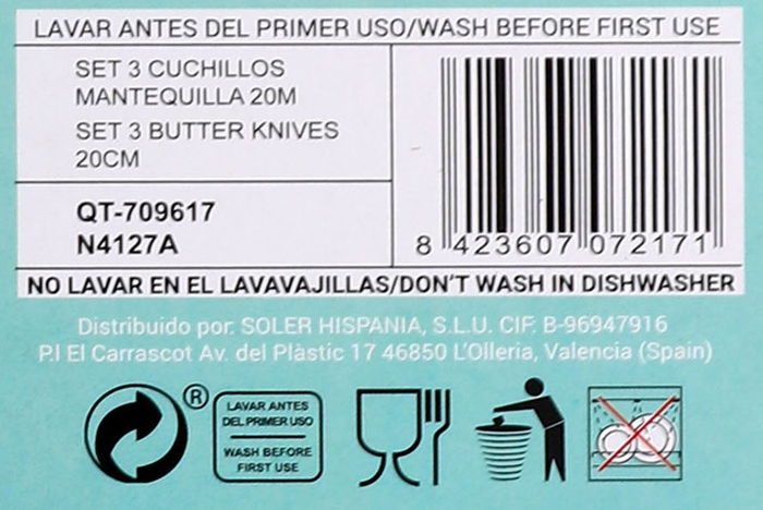 Quttin Set 3Pzs Cuchillos Untar 20 cm Samba (12 Cajas)