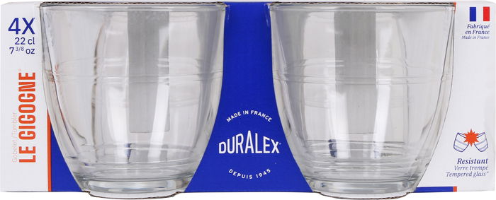 Duralex Set 4 Vasos Transparente 220 cc Gigogne (12 Cajas)