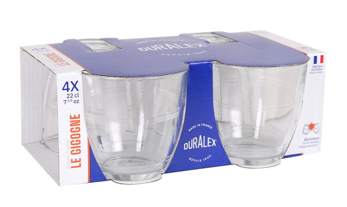 Duralex Set 4 Vasos Transparente 220 cc Gigogne (12 Cajas)