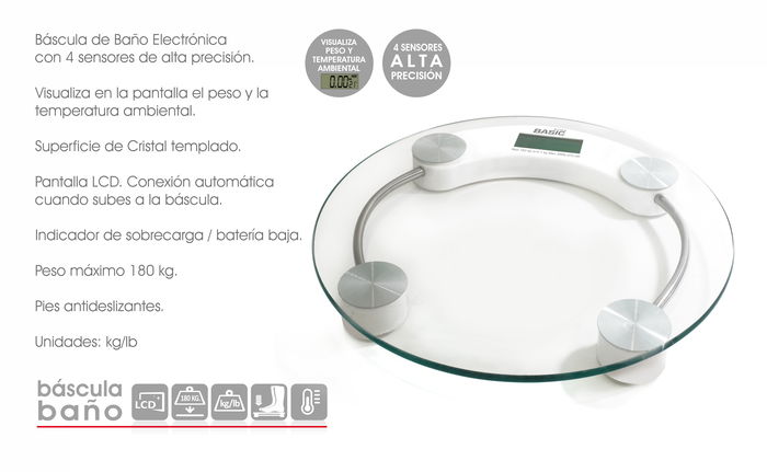 Basic Home Báscula Digital 150 Kg Red. Basic Ho 33 cm x 2.6 cm x 33 cm (6 Unidades) Basic Home Báscula Digital 150 Kg Red. Basic Ho 33 cm x 2.6 cm x 33 cm (6 Unidades)