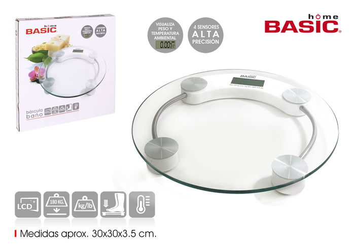 Basic Home Báscula Digital 150 Kg Red. Basic Ho 33 cm x 2.6 cm x 33 cm (6 Unidades) Basic Home Báscula Digital 150 Kg Red. Basic Ho 33 cm x 2.6 cm x 33 cm (6 Unidades)