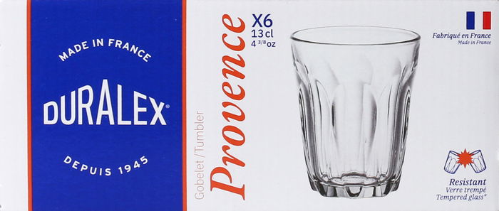 Duralex Set 6 Vasos Transparente 13 cl Colección Provence (12 Cajas)