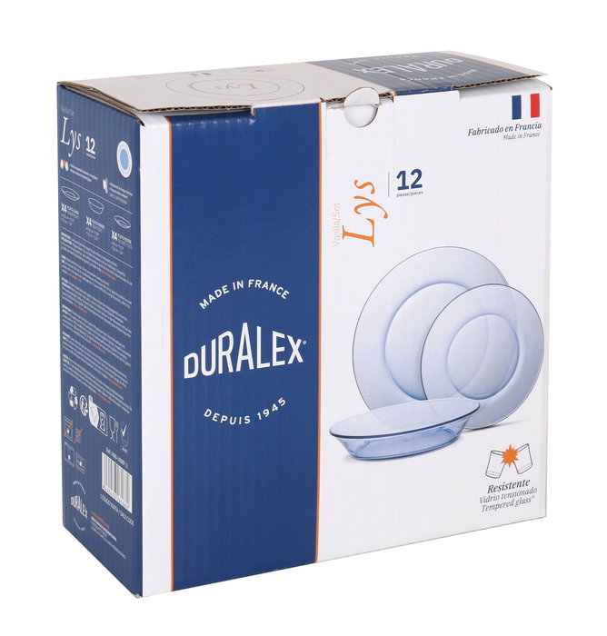 Duralex Vajilla Marine 12 Piezas "Lys" (H19,5 cm, P19 cm, Ll23.5 cm) (2 Unidades)