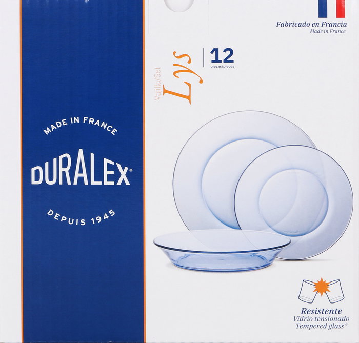 Duralex Vajilla Marine 12 Piezas "Lys" (H19,5 cm, P19 cm, Ll23.5 cm) (2 Unidades)