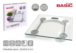 Basic Home Báscula Digital 150Kg Rectangular Basic H 30 cm x 2.5 cm x 30 cm (6 Unidades)