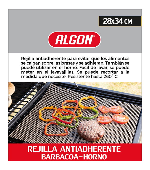Algon Bbq Rejilla Antiadherente para BBQ y Horno, Acero, Dimensiones 28 x 34 cm (24 Unidades)