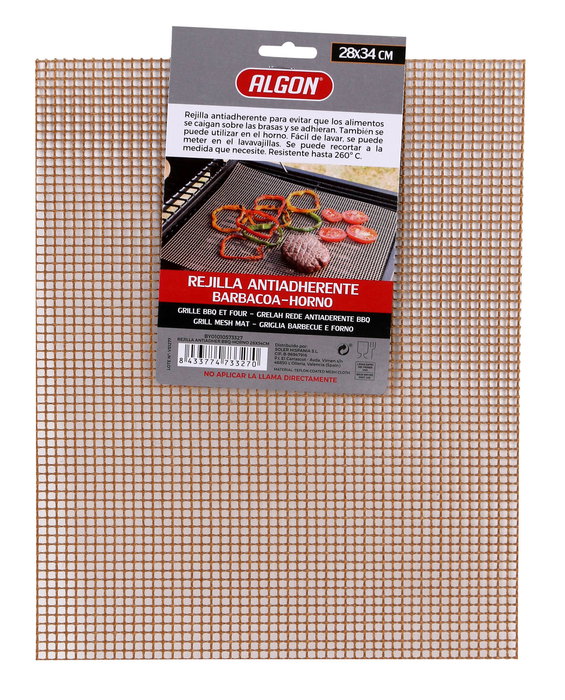 Algon Bbq Rejilla Antiadherente para BBQ y Horno, Acero, Dimensiones 28 x 34 cm (24 Unidades)