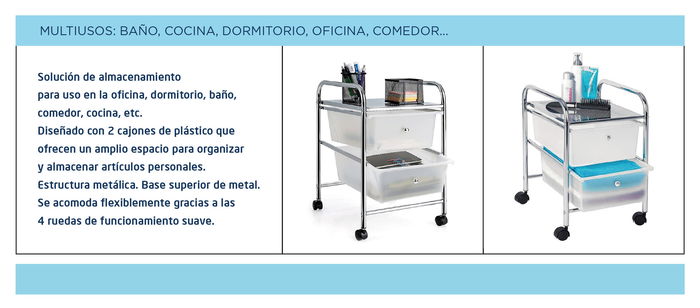 Confortime Cajonera Metal 2 Cajones Plástico (2 Unidades) Confortime Cajonera Metal 2 Cajones Plástico (2 Unidades)