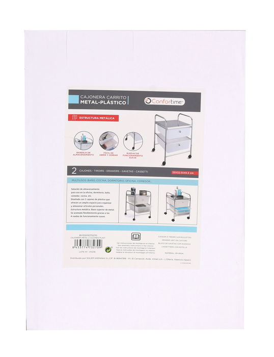 Confortime Cajonera Metal 2 Cajones Plástico (2 Unidades) Confortime Cajonera Metal 2 Cajones Plástico (2 Unidades)