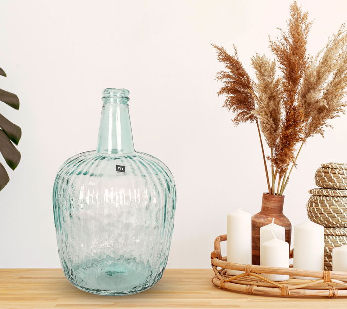 Inde Garrafa Vidrio Rayada 8 L "Apple" Ø 23.5 x 36.8 cm (2 Unidades)