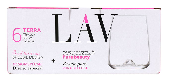 Lav Set 6 Vasos Terra 360Cc 7,6x9,9x6,5Cm (8 Cajas)