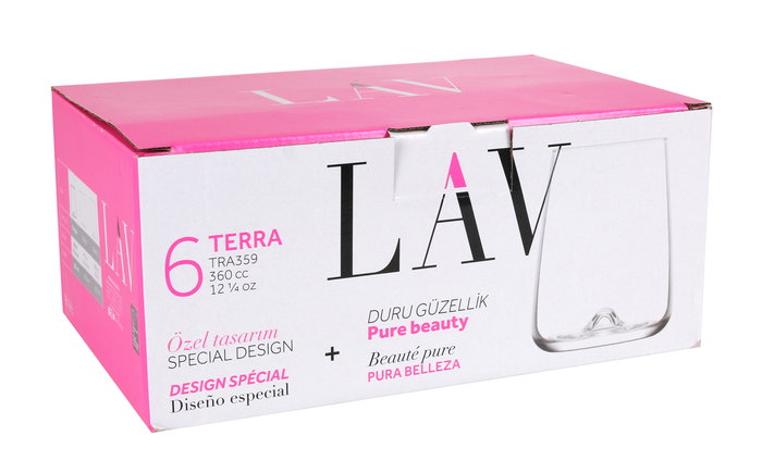 Lav Set 6 Vasos Terra 360Cc 7,6x9,9x6,5Cm (8 Cajas)