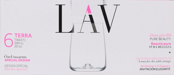LAV Set de 6 Vasos Terra de 590 cc - Vidrio - 9 x 11,6 x 9 cm (8 Cajas)
