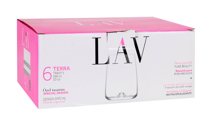 LAV Set de 6 Vasos Terra de 590 cc - Vidrio - 9 x 11,6 x 9 cm (8 Cajas)