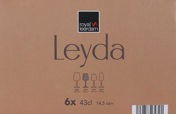 Royal Leerdam Set de 6 Copas de Vino Leyda, 43 cl - Cristalería para Vino Tinto/Blanco