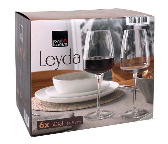 Royal Leerdam Set de 6 Copas de Vino Leyda, 43 cl - Cristalería para Vino Tinto/Blanco