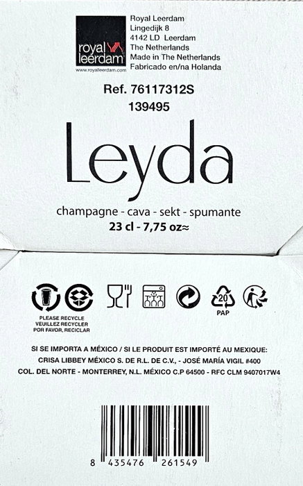 Royal Leerdam Set 6 Copas Champagne Leyda 23 cl Royal Leerdam Set 6 Copas Champagne Leyda 23 cl