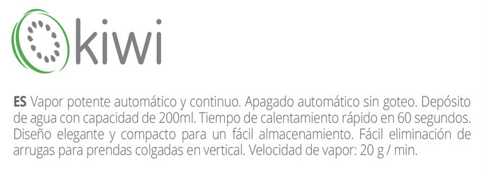 Kiwi Plancha Vapor Vertical Portátil 900W 200ml