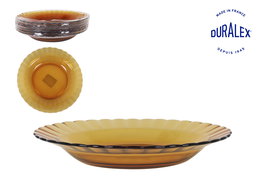 Duralex Plato Hondo Picardie, 23 cm de diámetro, Color Ámbar, Vidrio Templado (48 Unidades)