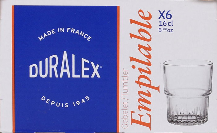 Duralex Set 6 Vasos Transparente Apilable 16 cl (12 Cajas)
