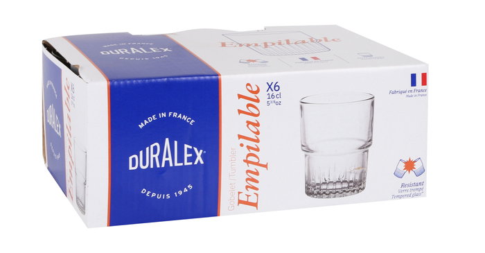 Duralex Set 6 Vasos Transparente Apilable 16 cl (12 Cajas)