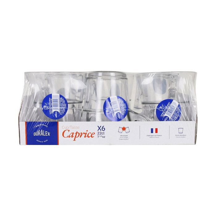 Duralex Set de 6 Tazas de Café Apilables Caprice Transparente 22cl Duralex Set de 6 Tazas de Café Apilables Caprice Transparente 22cl