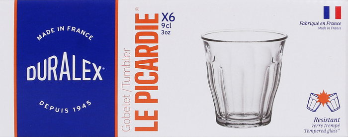 Duralex Set 6 Vasos Transparentes 90 cc Picardie ø6.5x6.5x7 cm (24 Cajas)