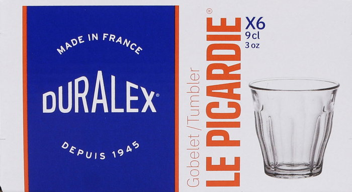 Duralex Set 6 Vasos Transparentes 90 cc Picardie ø6.5x6.5x7 cm (24 Cajas)