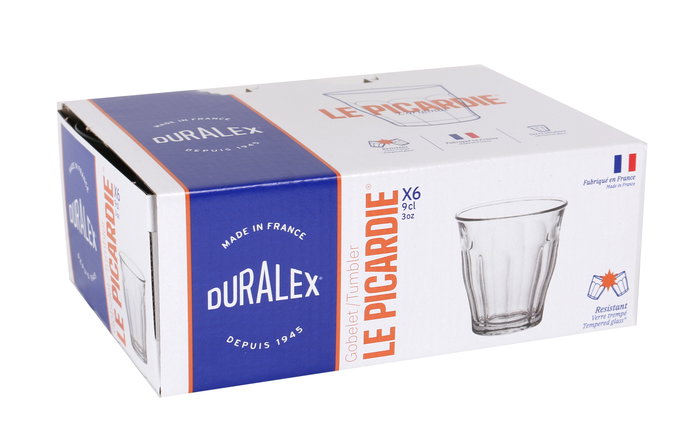 Duralex Set 6 Vasos Transparentes 90 cc Picardie ø6.5x6.5x7 cm (24 Cajas)