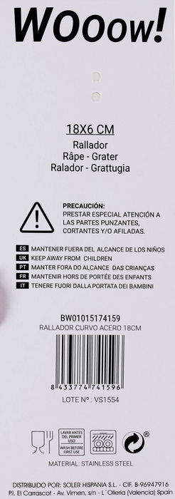 Wooow Rallador Curvo Acero 18 cm Privilege (48 Unidades)