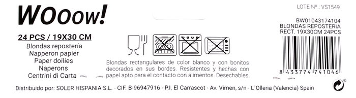 Wooow Blondas de Repostería Rectangulares, Papel de Hornear Antiadherente, 19 x 30 cm, 24 Unidades (36 Unidades)
