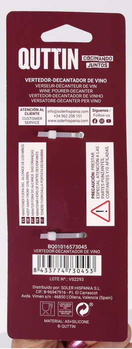 My Bar Vertedor-Decantador De Vino 7,5 x 2,5 x 19,5 cm (24 Unidades)