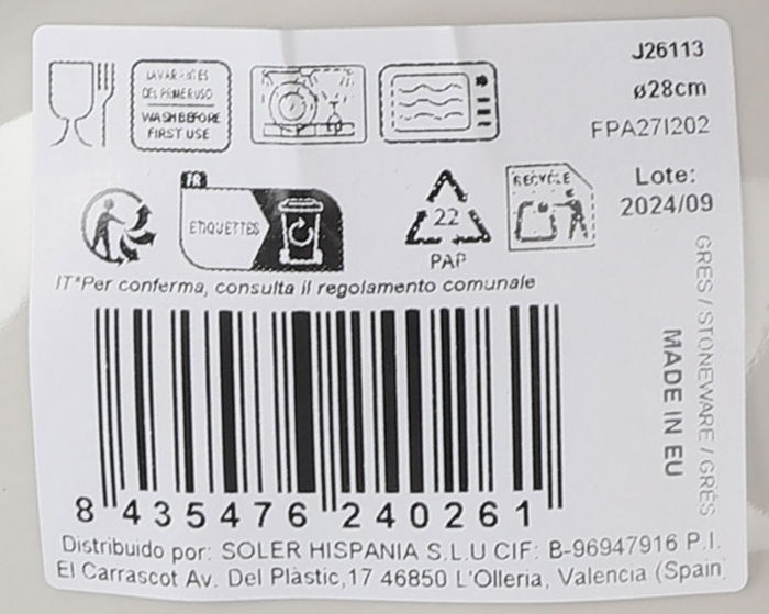 La Mediterranea Plato Pasta Risotto Ø28 cm Rosetta (6 Unidades)