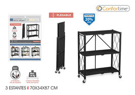Confortime Estantería Plegable de 3 Niveles, 71 x 34 x 86 cm