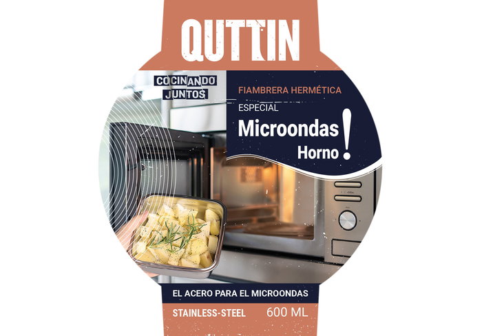 Quttin Fiambre Acero 0.6L Microondas-Horno 13.5 x 13.5 x 7 cm (12 Unidades)