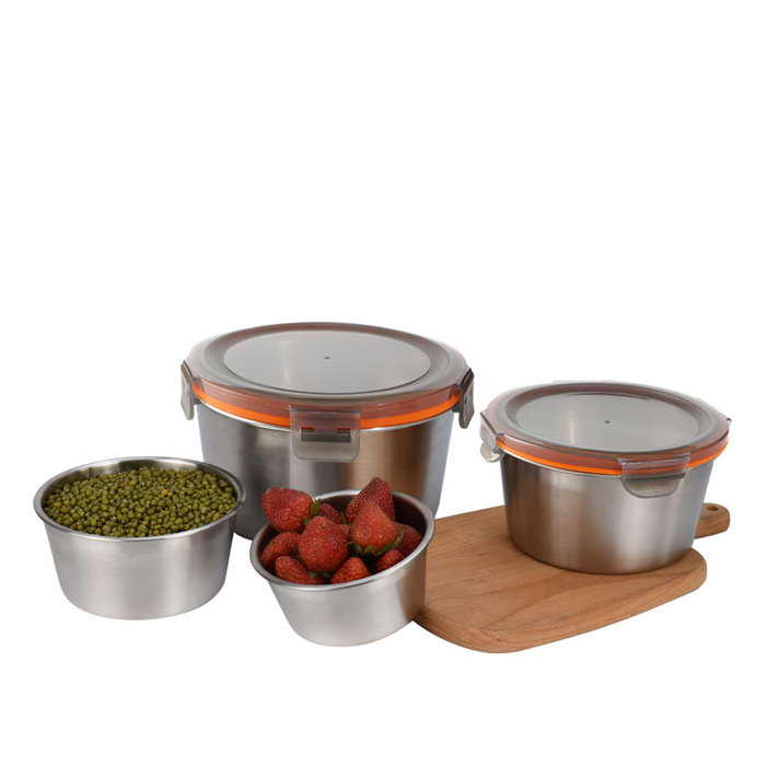 Quttin Fiambrera de Acero Inoxidable 2 Litros, Apta para Microondas y Horno, 19,5 x 19,5 x 10,5 cm (12 Unidades)