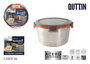 Quttin Fiambrera de Acero Inoxidable 2 Litros, Apta para Microondas y Horno, 19,5 x 19,5 x 10,5 cm (12 Unidades)
