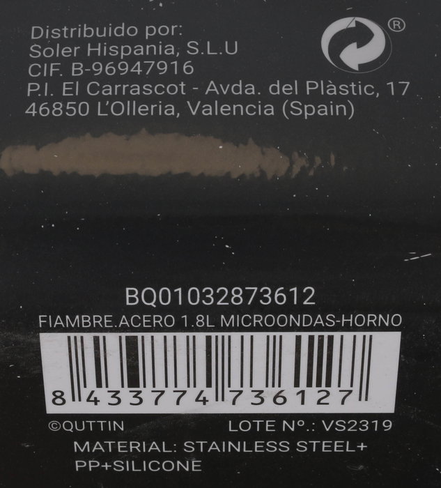 Quttin Molde de Acero para Fiambre 1.8 L, Apto para Microondas y Horno, Dimensiones 23 x 18 x 9 cm (12 Unidades)