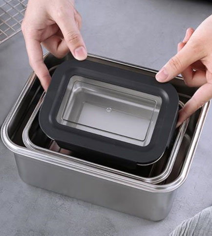 Quttin Fiambre Acero 2.6L para Microondas y Horno 23 cm x 17.9 cm x 11.6 cm (12 Unidades)